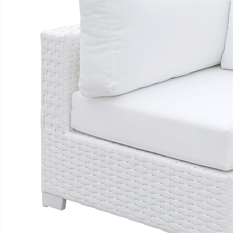 Furniture of America Arthur Contemporary Rattan Patio Corner Chair in White