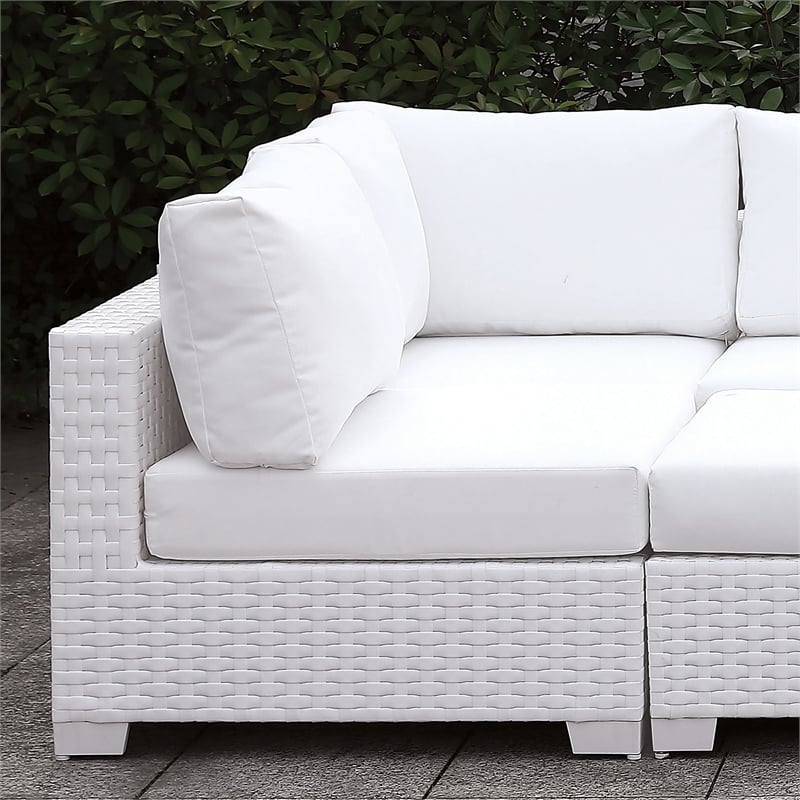 Furniture of America Arthur Contemporary Rattan Patio Corner Chair in White