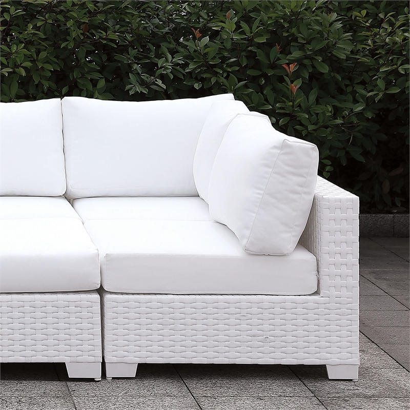 Furniture of America Arthur Contemporary Rattan Patio Corner Chair in White