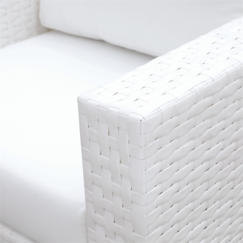Furniture of America Arthur Contemporary Rattan Patio Corner Chair in White