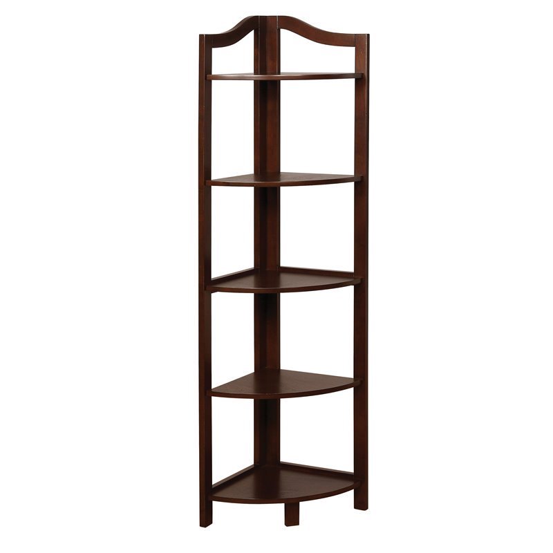 Furniture of America Emery Transitional Wood Corner Ladder Bookcase in