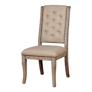 furniture of america aggate rustic fabric tufted dining side chair in beige (set of 2)