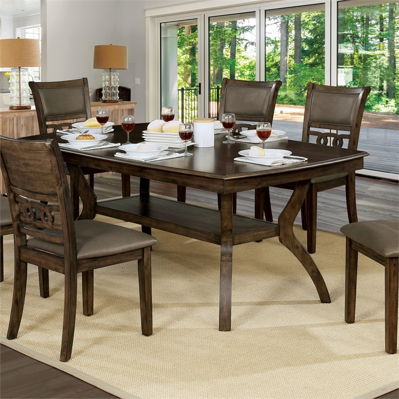 Furniture of America Angie Transitional Wood Dining Table in Satin Walnut