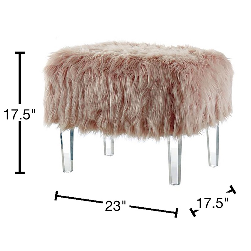 Furniture of America Raven I Contemporary Fabric Upholstered Ottoman in Pink