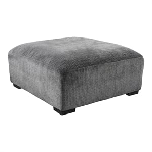Furniture of America Turnstein Contemporary Chenille Square Ottoman in Gray