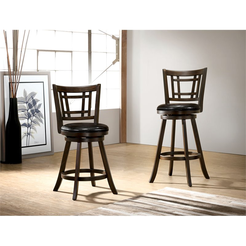 Furniture of America Charleen Wood 29-Inch Swivel Bar Stool in Brown ...