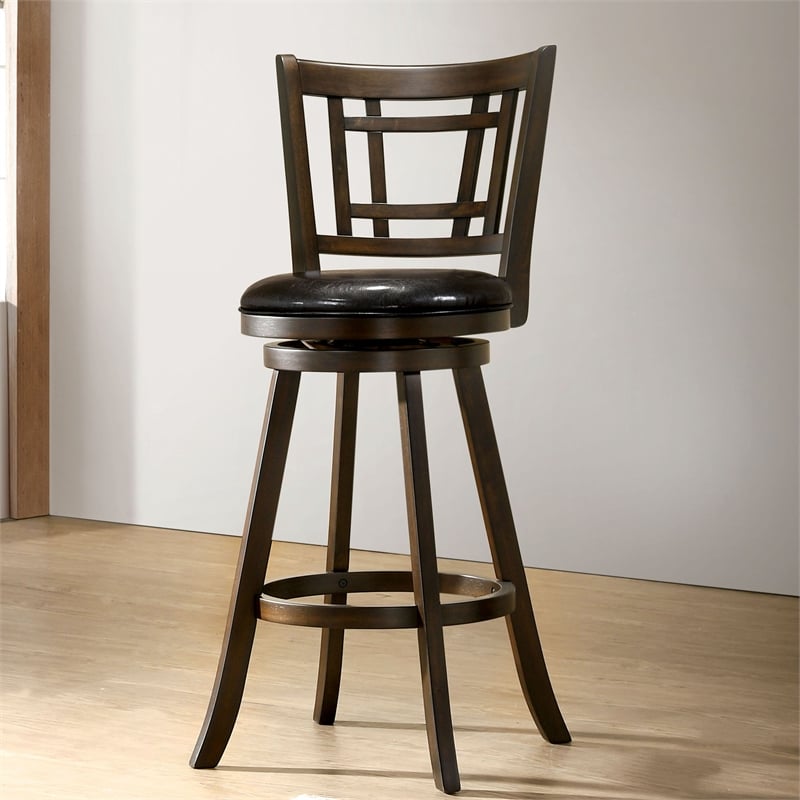 Furniture of America Charleen Wood 29-Inch Swivel Bar Stool in Brown Cherry