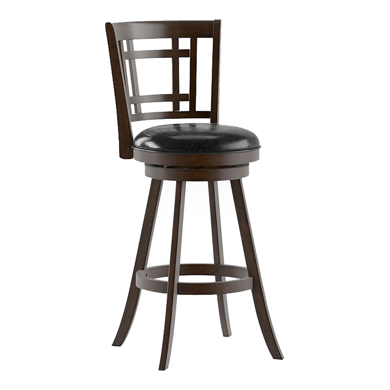 Furniture of America Charleen Wood 29-Inch Swivel Bar Stool in Brown Cherry