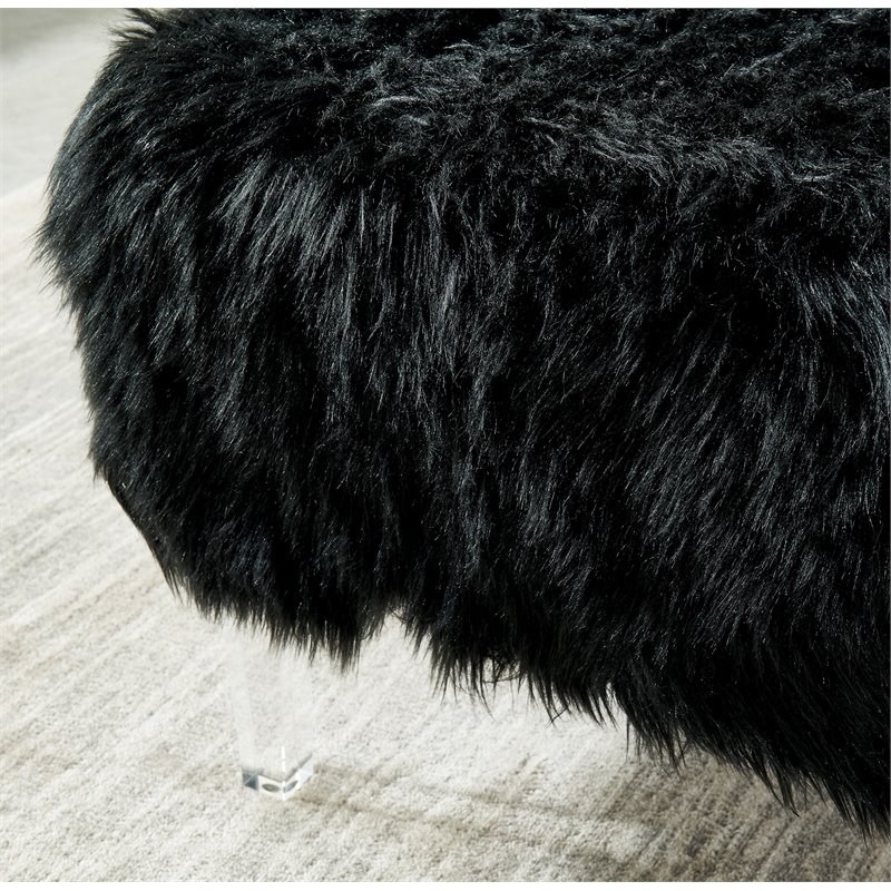 Furniture of America Raven I Contemporary Fabric Upholstered Ottoman in Black