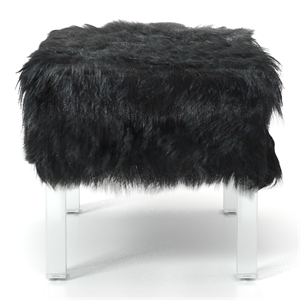 Furniture of America Raven I Contemporary Fabric Upholstered Ottoman in Black