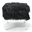 Furniture of America Raven I Contemporary Fabric Upholstered Ottoman in Black