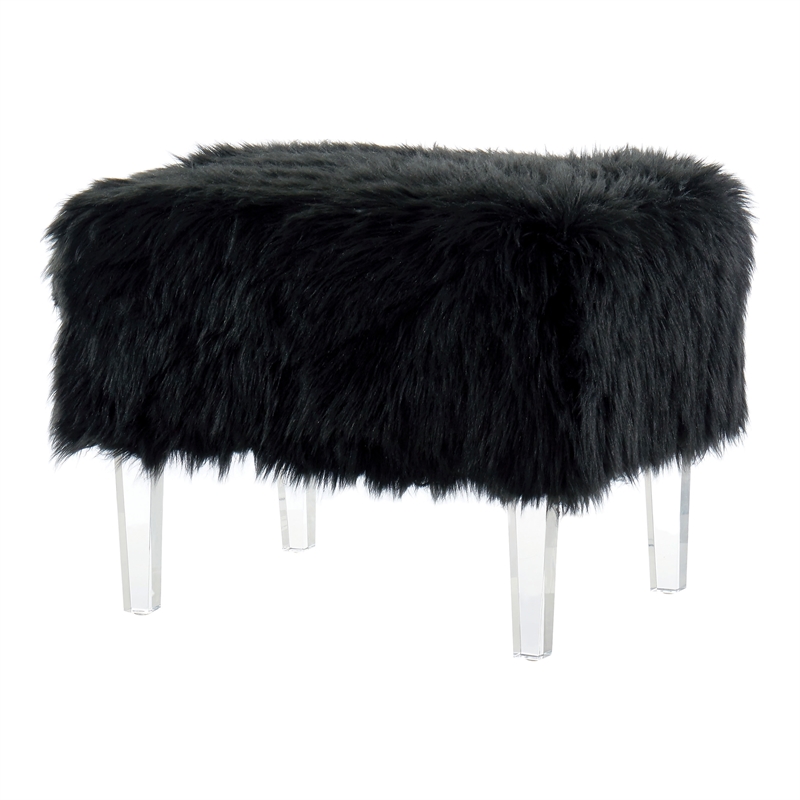 Furniture of America Raven I Contemporary Fabric Upholstered Ottoman in Black