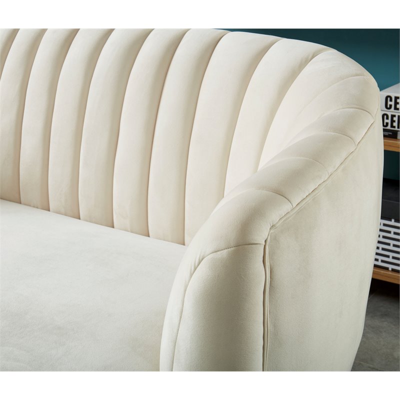 Furniture of America Darque Contemporary Fabric Upholstered Loveseat in Ivory