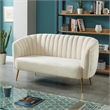 Furniture of America Darque Contemporary Fabric Upholstered Loveseat in Ivory