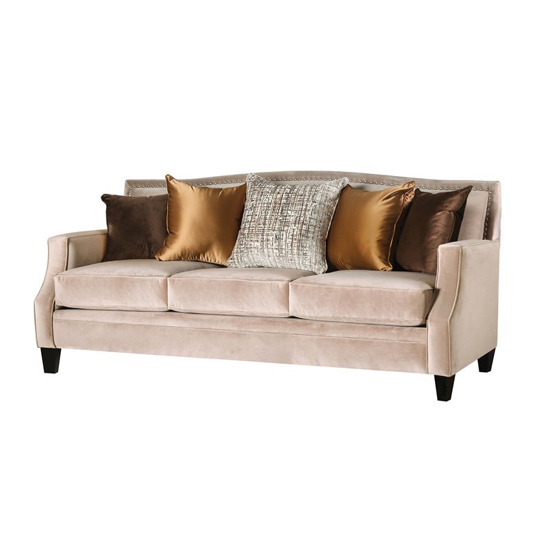 Furniture of America Katie Transitional Fabric Nailhead Trim Sofa in