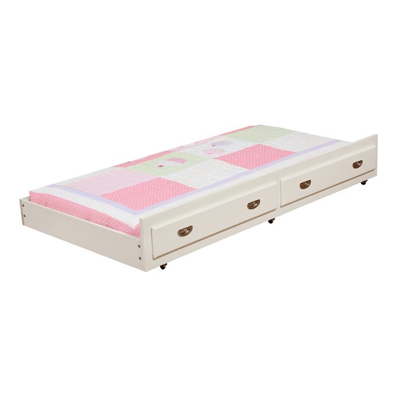 Furniture of America Delphine Transitional Solid Wood Trundle in White