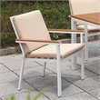 Furniture of America Tinna Aluminum Patio Arm Chair in White and Oak (Set of 2)