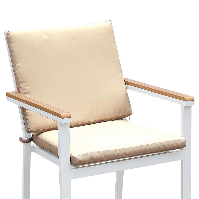 Furniture of America Tinna Aluminum Patio Arm Chair in White and Oak (Set of 2)