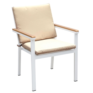 furniture of america tinna aluminum patio arm chair in white and oak (set of 2)