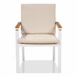 Furniture of America Tinna Aluminum Patio Arm Chair in White and Oak (Set of 2)