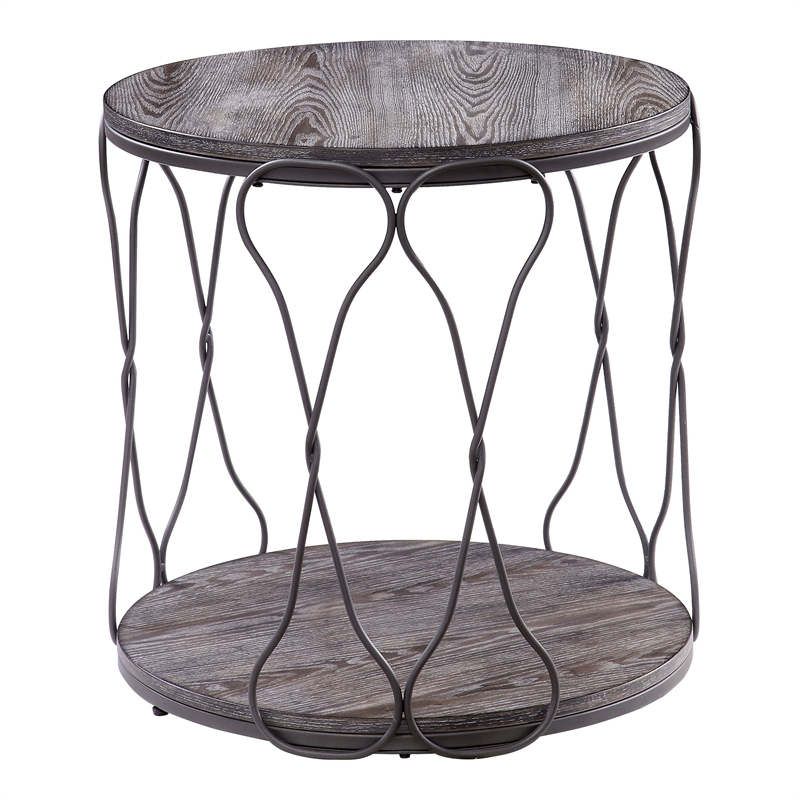 Furniture of America Haverford Wood 1-Shelf End Table in Weathered Gray