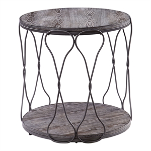 Furniture of America Haverford Wood 1-Shelf End Table in Weathered Gray
