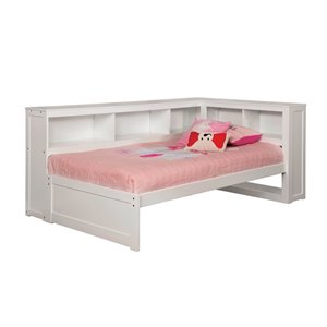 furniture of america tedworth transitional solid wood bookcase daybed in white