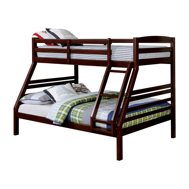 Furniture of America Freddie Wood Twin over Full Bunk Bed in Dark