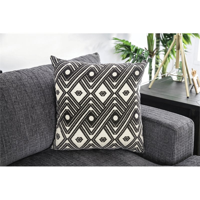 Furniture of America Turnstein Contemporary Chenille U-Shape Sectional in Gray
