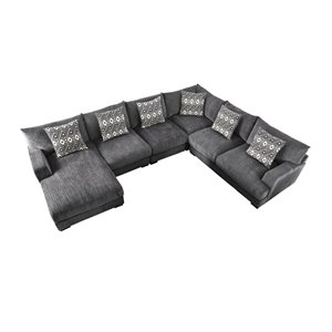 furniture of america turnstein contemporary chenille modular sectional in gray