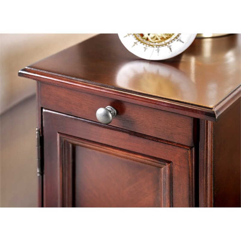 Furniture of America Daren I Wood Storage End Table in Cherry Set of 2
