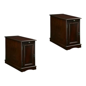 Furniture of America Daren I Wood Storage End Table in Cherry Set of 2