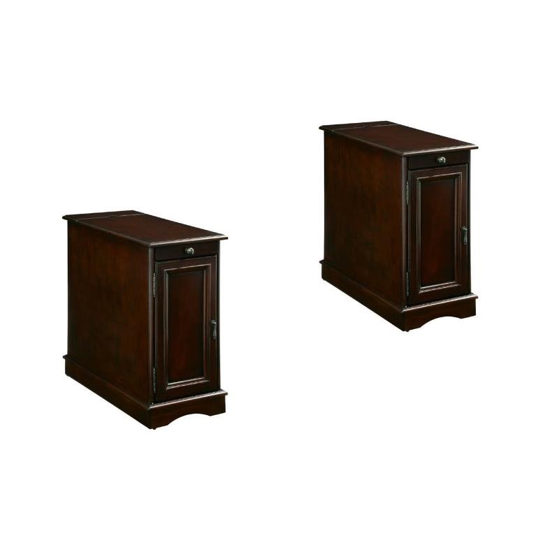Furniture of America Daren I Wood Storage End Table in Cherry Set of 2