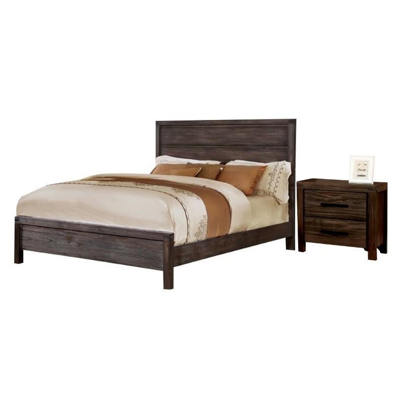 Bahlmer 2 Piece Queen Panel Bed with 2 Drawer Nightstand Set in Rustic