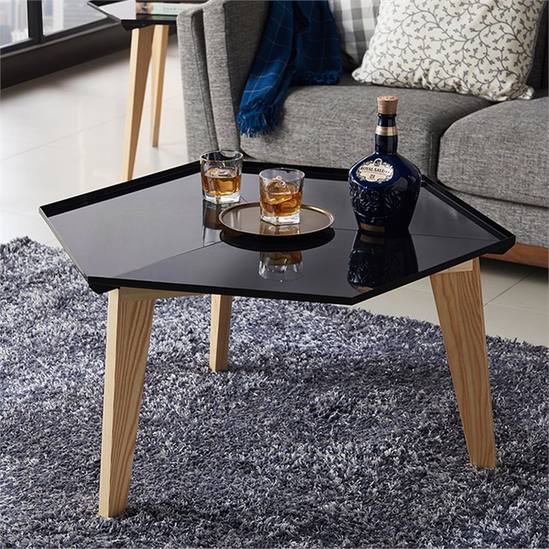 Furniture of America Bok 2-Piece Black Wood Coffee and End Table Set