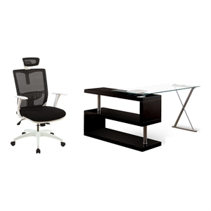 furniture of america fiora modern 2-piece desk and chair set