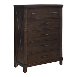 furniture of america andrew 5 drawer farmhouse solid wood chest
