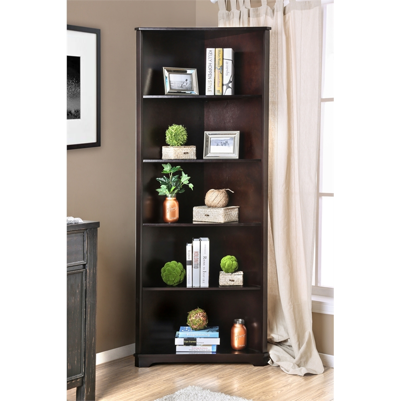 Kamloo Contemporary Style Display Zigzag Shelf Bookshelf Bookcase Wood Espresso 