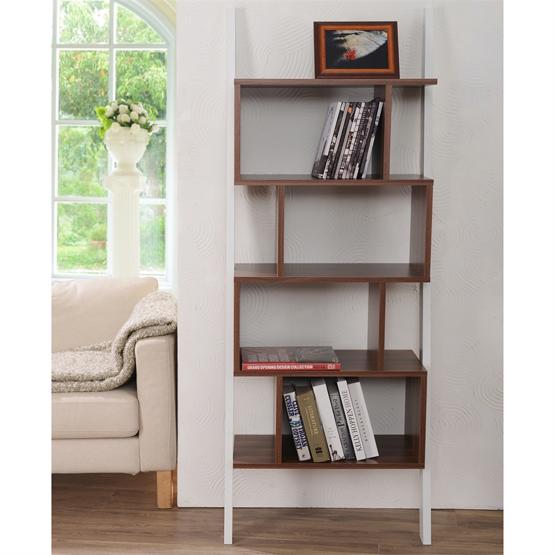 Furniture of America Lili Contemporary Wood 4-Shelf Bookcase in Light Walnut