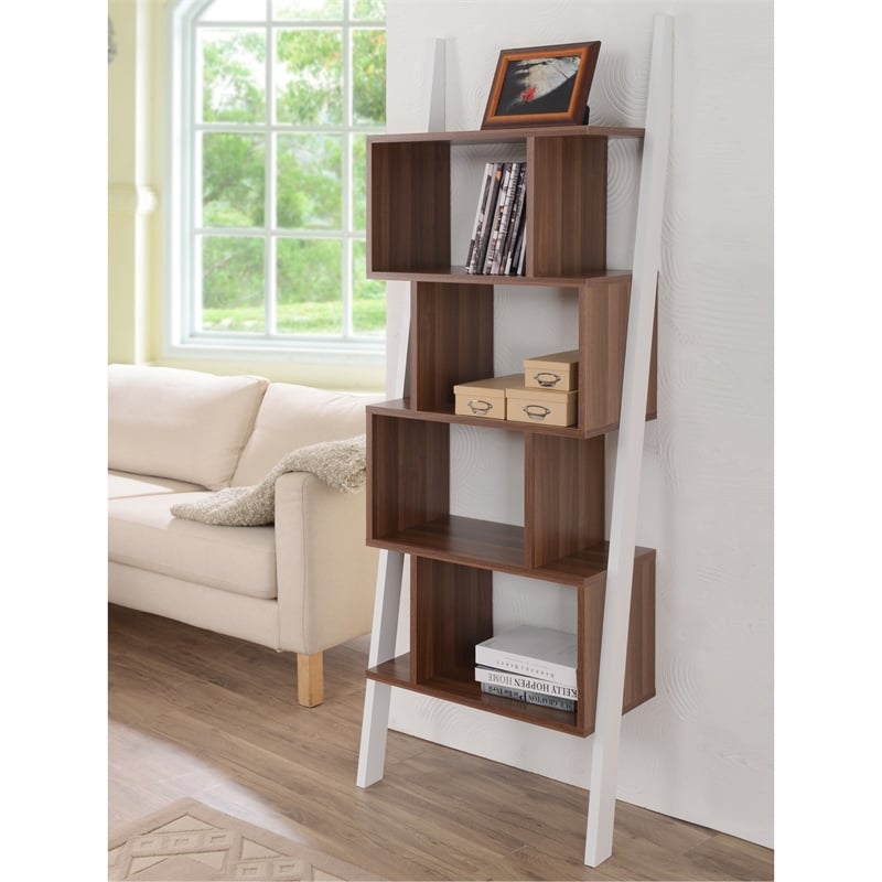 Furniture of America Lili Contemporary Wood 4-Shelf Bookcase in Light Walnut
