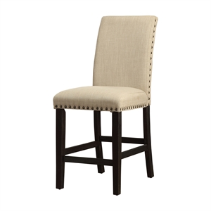 furniture of america larns fabric padded barstool in ivory (set of 2)