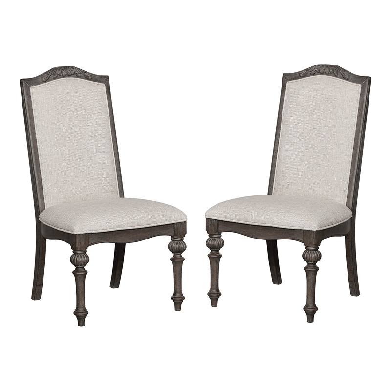 Furniture of America Clyde Fabric Padded Dining Chair in Natural Tone (Set of 2)