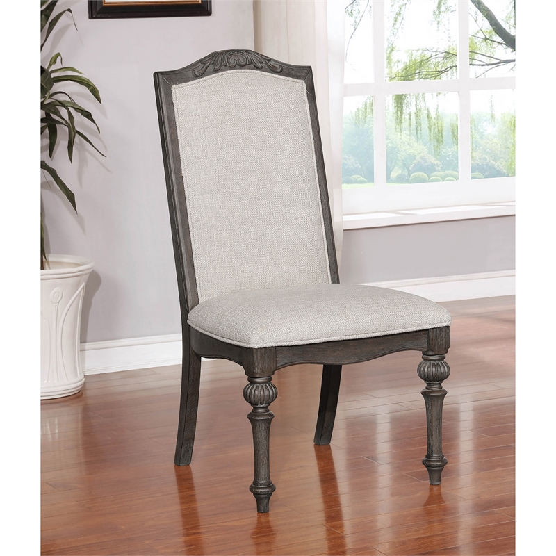 Furniture of America Clyde Fabric Padded Dining Chair in Natural Tone (Set of 2)