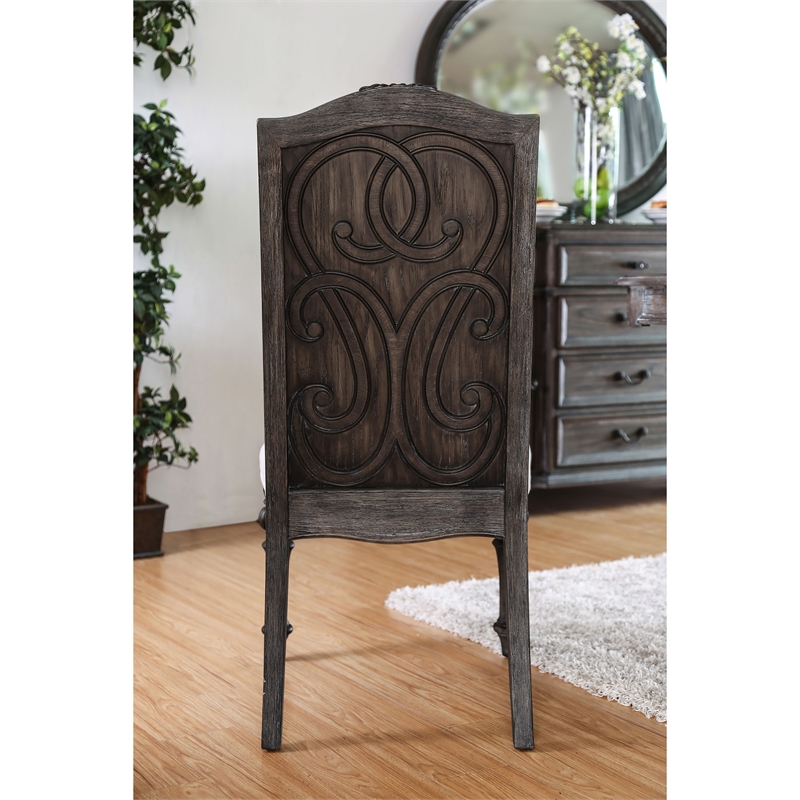 Furniture of America Clyde Fabric Padded Dining Chair in Natural Tone (Set of 2)