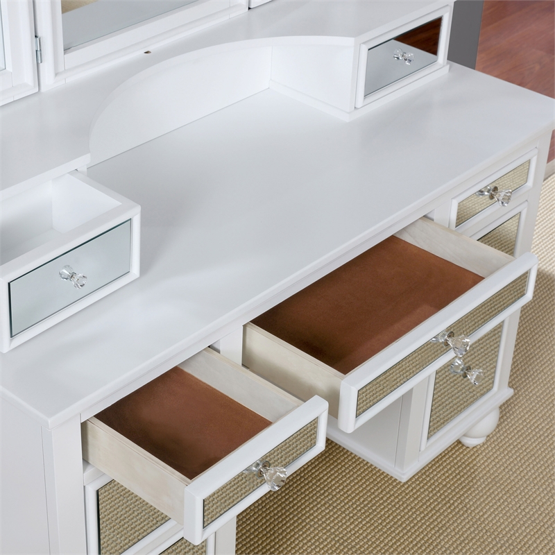 Furniture of America Diane Contemporary Wood 3-Piece Vanity Set in White