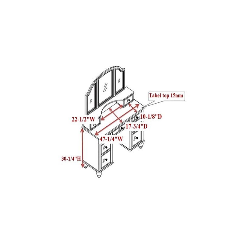 Furniture of America Diane Contemporary Wood 3-Piece Vanity Set in White