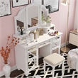 Furniture of America Diane Contemporary Wood 3-Piece Vanity Set in White