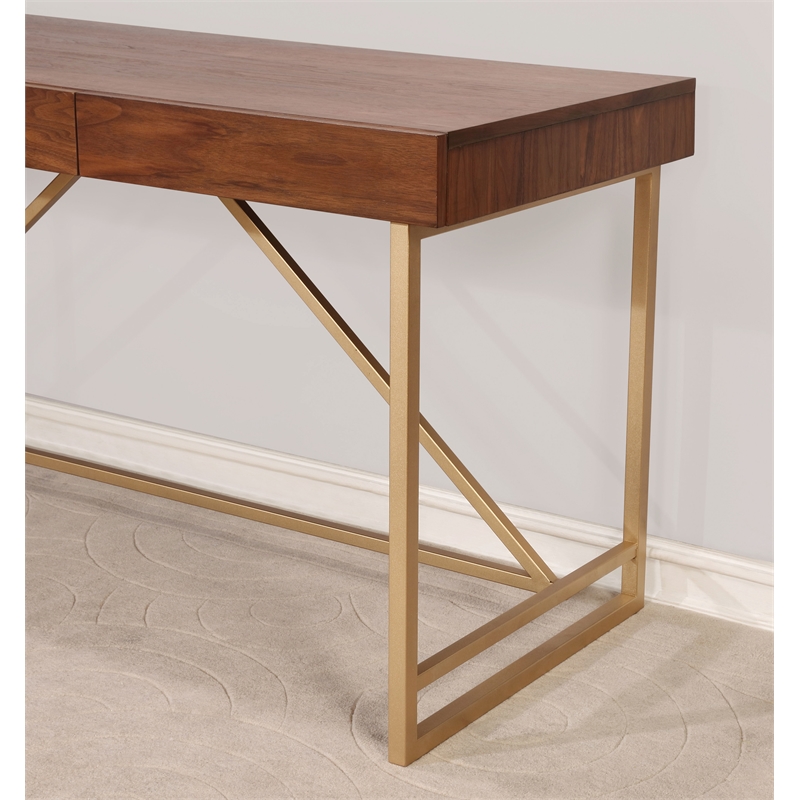 wood and gold desk