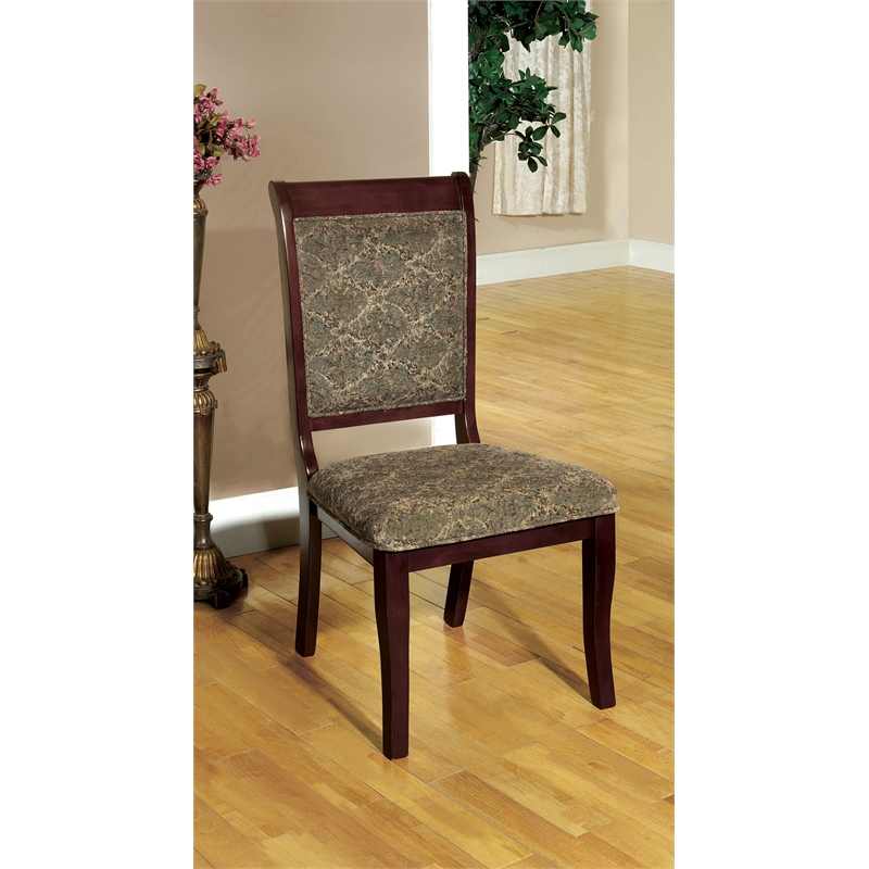 Furniture of America Lucille Wood Padded Dining Chair in Cherry (Set of