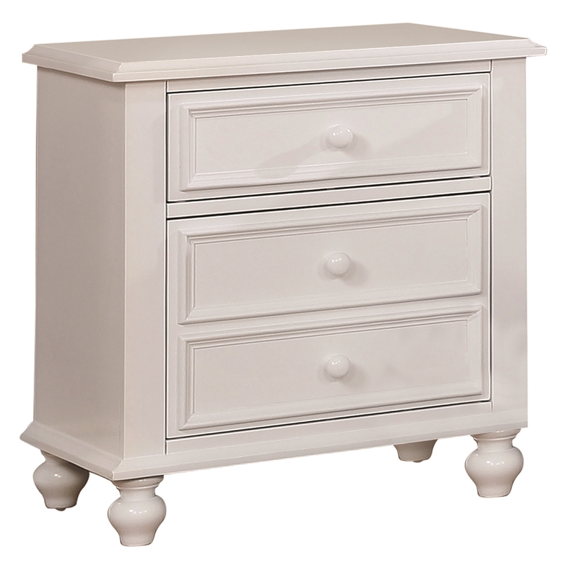 Furniture of America Noell Solid Wood 2-Drawer Kids Nightstand in White